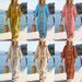 Bohemian Floral Print Deep V-Neck Midi Dress With Three-Quarter Sleeves, Flowy A-Line Summer Maxi Dress For Women, Casual Comfortable Boho Chic Dress_ecoleips.com
