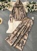 K Fashion Suit Women's Ink Painting Zipper Hooded Knitted Sweatshirt Two-piece Set High Waist Wide Leg Pants_ecoleips.com