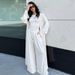 Summer New Women's Three Piece Set Style Casual Long Coat With Suspender Tie Wide Leg Trousers_ecoleips.com