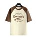 American Style Raglan Short Sleeve T-Shirt Men's Women's Pure Cotton Summer Loose Color Block Patchwork Top_ecoleips.com