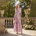 Women's Spring/Summer Stand Collar Dress Patchwork Water Soluble Lace Flutter Sleeves_ecoleips.com