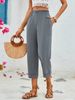Suitable For All Seasons Summer Elegant Holiday Style Elastic Pocket Loose High Waist Women's Cropped Wide-leg Pants_ecoleips.com