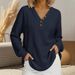 Autumn/Winter Fashion Casual V-Neck Buttoned Waffle-Pattern Long-Sleeve Sportshirt For Women_ecoleips.com