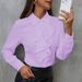 Verve Loose Chiffon Shirt For Women, White Long Sleeve Blouse, New Fashionable Professional Wear With Ruffled Edges_ecoleips.com