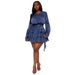 Tiered Ruffle Hem Short Dress With Tie Waist - Elegant Office Wear For Women (Blue, Red, Beige, Pink, Green)_ecoleips.com
