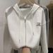 Waffle Knit Thin Sweatshirt For Women, New Early Spring Autumn Style, Loose And Versatile, Trendy Brand Hoodie Jacket,_ecoleips.com