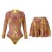 Smart Sunscreen Swimsuit 2025 Women's Long Sleeve Mesh One Piece with Russian Swim Trunks And Skirt European American Style_ecoleips.com