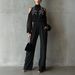 Women's Black Embroidered Jumpsuit European American Style Long Sleeve Wide Leg Elegant Sophisticated Cool Shoulder Romper_ecoleips.com