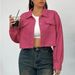 Women's Plus Size Solid Color Polo Collar Coat Slimming Loose Fit Short European American Style Autumn Winter Outerwear_ecoleips.com