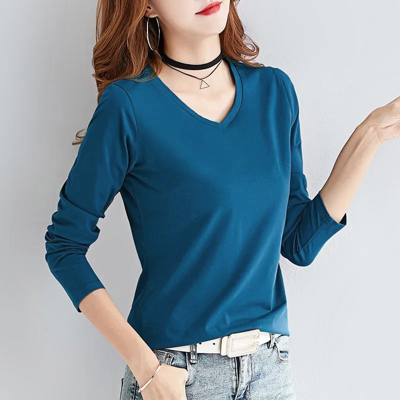 This Loose V-Neck Long-Sleeved Top With A Full-Cut Design Conceals Excess Body Fat Effectively. It's Perfect For Autumn_ecoleips.com