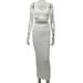 2026 New European And American Style Hot Girl Knit Fashion Women's Strapless Wrap-Breast Solid Color Bodycon Long Skirt_ecoleips.com