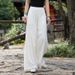 Women's Clothing Textured Linen Versatile Version Lengthen Legs Elegant and Chic Women's Skirt Pants Wide-leg Pants_ecoleips.com