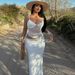 2025 Summer New European And American Style Mesh Beach Vacation Long Stretchy Bodycon Women's Sexy Strap Dress_ecoleips.com