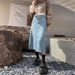 K Women's Mid Length Skirt With High Waist And Slimming A-line Skirt, New Denim Split Half Body Skirt_ecoleips.com