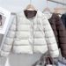 Women's Cropped Puffer Jacket – Lightweight Quilted Coat With Round Neck, Single-Breasted Closure, 3D Textured Polyester, Relaxed_ecoleips.com