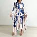 European And American Foreign Trade Women's Clothing, New Summer Fashion, Stylish Printed Long-sleeve Asymmetrical Dress_ecoleips.com