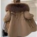 Women's Fashionable Parka Coat With Detachable Fox Fur Collar & Otter Rabbit Fur Lining, Mid-Length Winter Jacke For Casual Style_ecoleips.com