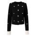 Women's Clothing high quality super heavy metal heart buckle decorated round neck knitted cardigan new spring and autumn tops_ecoleips.com