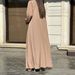 Modest Abaya Dress Oversized Shirt Dress For Women Trendy Long Sleeve Button Down Tunic Dress With Belt – Polyester A-Line Maxi Dress_ecoleips.com