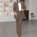 Women's Plus Size Autumn Jacket Professional Solid Color Two Piece Set With High Waisted Trousers New Style_ecoleips.com