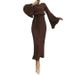 Women's Clothing Muslim Solid Color Temperament Pleated Straight Long Fashionable And Elegant Dress_ecoleips.com
