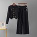 Elegant Knit Suit Set For Women - Slimming & Versatile Tweed Style Two-Piece Outfit With Long Sleeve Top And Pants_ecoleips.com