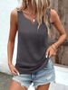 Casual Women's Sleeveless V Neck Tank Top Loose Fit Lightweight Breathable Blouse For Summer Beach Vacation Office Daily Wear_ecoleips.com