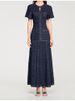 Elegant French Sequin Knit Maxi Dress Women Round Neck Cinched Waist Short Sleeve Button Detail Robe Summer Party Evening Gown_ecoleips.com