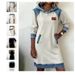 2026 European And American Cross-border New Women's Casual Patchwork Button Long-sleeve Sweatshirt Dress_ecoleips.com