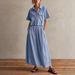 Women's Clothing Women's Fashion Set Summer Casual Solid Color Lapel Short Sleeve Shirt And Loose Long Skirt_ecoleips.com