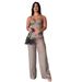 Women's Clothing sweet and spicy style sexy navel baring suspenders high waist wide leg pants suit for women_ecoleips.com