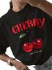 European And American Cross-border Foreign Trade Wholesale Clothing: Cherry Letter Print Round Neck Plus-size_ecoleips.com