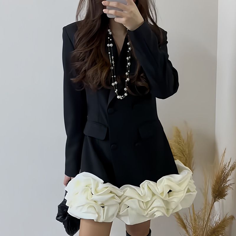 Women's Clothing Patchwork Skirt High End Suit 3D Floral Design Short Dress Spring New Style For Party Wear_ecoleips.com