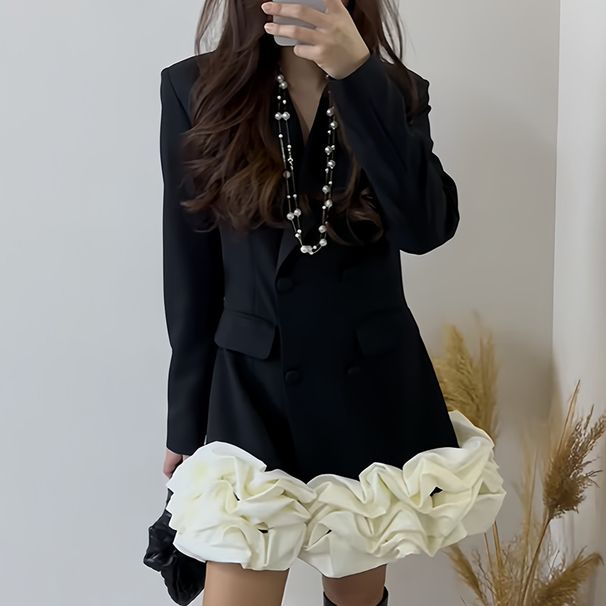 Women's Clothing Patchwork Skirt High End Suit 3D Floral Design Short Dress Spring New Style For Party Wear_ecoleips.com