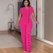 Women's Clothing Jumpsuit Irregular Neckline Waist Wide Leg Button Down Romper For Women For Formal & Casual For Women_ecoleips.com