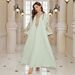 Modest Abaya Dress Muslim Women's Cross-Embroidered Robe Middle Eastern Style Casual Dress For Dubai Travel Polyester_ecoleips.com