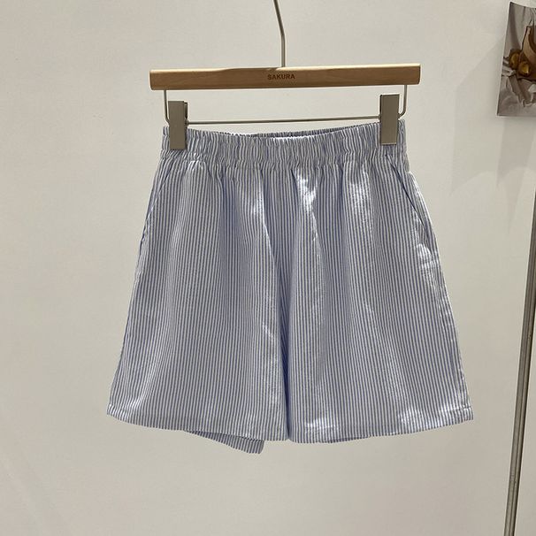 Women's Clothing Simple Casual Striped Shorts Women's Summer New Daily Versatile Loose Outer Wear Wide Leg Pants_ecoleips.com
