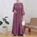 Spring And Summer Abaya Muslim Women's Robe Fashion Loose Casual Solid Color Dress_ecoleips.com