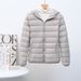 Women's Lightweight Hooded Down Jacket Short Puffer Coat Slim Fit White Duck Feather Warm Winter Outerwear_ecoleips.com