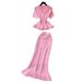 Korean Style Women's Knitted Ruffle Two Piece Set Slim Fit Elegant Summer Commuting Temperament Suit for Mature Ladies_ecoleips.com