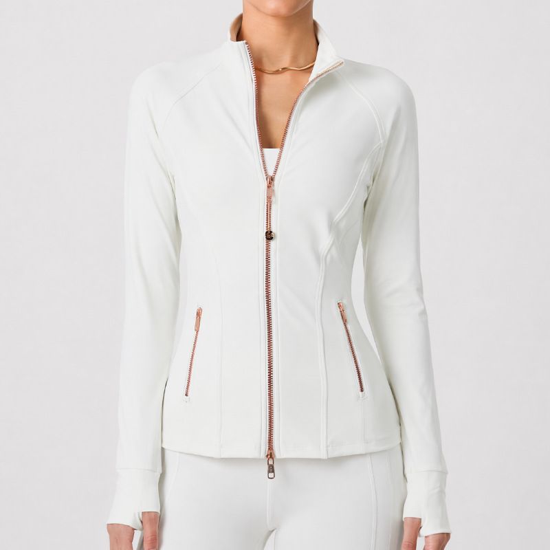 Women's Long Sleeve Yoga Top Slim Fit Double Zipper Quick Drying Outdoor Running Fitness Jacket_ecoleips.com