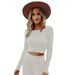 Women's Clothing Long Sleeved Fashion Casual Suit Ribbed Knitted Wide Leg Pants_ecoleips.com