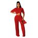 Women's Clothing Solid Color Casual Loose Two Piece Short Sleeved Trousers_ecoleips.com