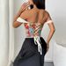 Jacquard Floral Bustier Top With Boning, Oil Painting Print Sleeveless Corset Vest For Women, Backless Fashion Camisole_ecoleips.com
