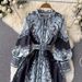Women's Retro Palace Style Dress Lapel Lantern Sleeves Printed Single Breasted Large Swing A-Line Knee Length Spring Autumn_ecoleips.com