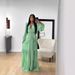 K Elegant Temperament, Patchwork Long Sleeved V-neck Dress, Women's Long Skirt_ecoleips.com