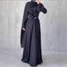 Muslim Dress Women Elegant Long-Sleeve Evening Dress – Slim Fit Modest Gown (Dark Blue, S-XXL)_ecoleips.com