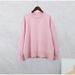 Women's Sweet Pink Round-Neck Sweater – Soft Acrylic Blend Knit Pullover (S-XXXL)_ecoleips.com