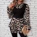Women's Clothing New Fashion Stitching Leopard Print Long Sleeved Shirt_ecoleips.com