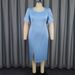 Women's Clothing Plus Size Elegant Women's Dress Square Neck Pearl Slit Skirt_ecoleips.com